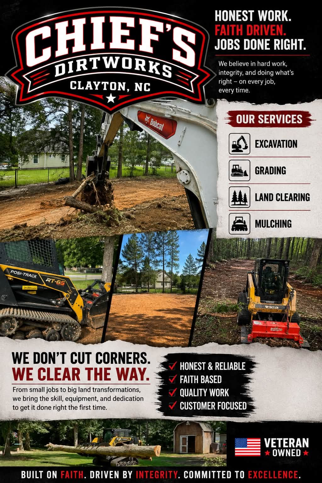 Chief’s Dirtworks services flyer with contact details
